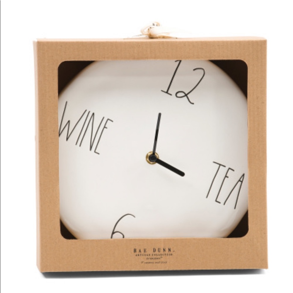Rae Dunn TEA and WINE Wall clock NIB⏱